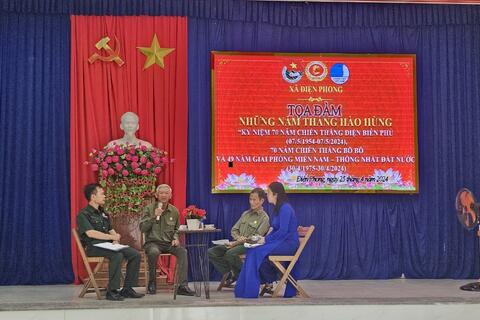 Điện Phong tổ chức Tọa đàm “ Những năm tháng hào hùng” kỷ niệm 70 năm chiến thắng Điện Biên Phủ (07/5/1954-07/5/2024), 70 năm chiến thắng Bồ Bồ và 49 năm ngày Giải phóng Miền Nam - Thống nhất Đất nước  (30/4/1975-30/4/2024).